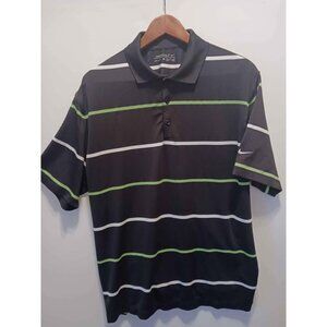 Nike Golf Dri-FIT Polo Shirt L Black Green Striped